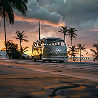 Buy canvas prints of VW Camper Van Sunset by Picture Wizard