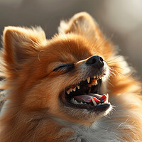 Buy canvas prints of Laughing Pomeranian by Picture Wizard