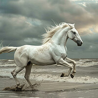Buy canvas prints of White Stallion by Picture Wizard