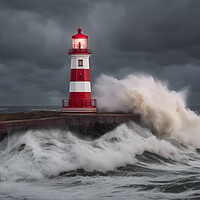 Buy canvas prints of Stormy Seas at the Lighthouse by Picture Wizard