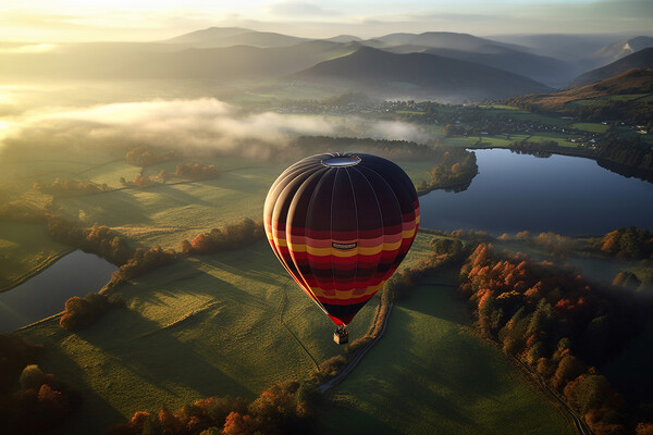 Hot Air Balloon Over the Lake District Picture Board by Picture Wizard