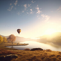 Buy canvas prints of Hot Air Balloon over the Lake District by Picture Wizard