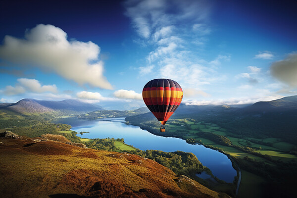 Hot Air Balloon over the Lake District Picture Board by Picture Wizard