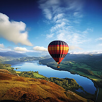 Buy canvas prints of Hot Air Balloon over the Lake District by Picture Wizard