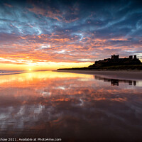 Buy canvas prints of Bamburgh Castle sunrise by Lee Kershaw