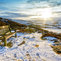Buy canvas prints of Winter sunset over Corby Crags Northumberland by Lee Kershaw