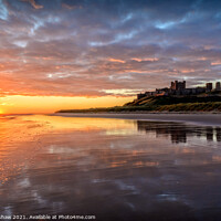 Buy canvas prints of Golden sunrise on Bamburgh beach by Lee Kershaw