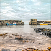 Buy canvas prints of Craster harbour pastel sky by Lee Kershaw