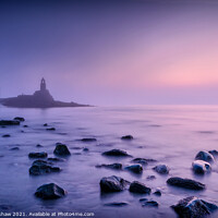 Buy canvas prints of Port Logan purple fog sunset by Lee Kershaw
