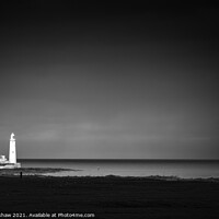 Buy canvas prints of Black and white St Mary's lighthouse by Lee Kershaw