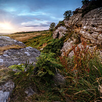 Buy canvas prints of Corby Crags sunset Northumberland by Lee Kershaw