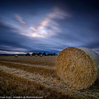 Buy canvas prints of Hay rolls evening sky by Lee Kershaw