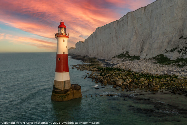  Beachy Head Lighthouse at sunrise Picture Board by A N Aerial Photography