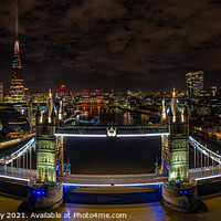 Buy canvas prints of Tower Bridge and The Shard at night by A N Aerial Photography