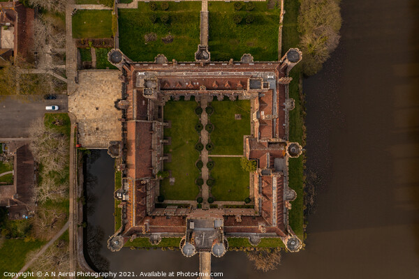 Herstmonceux Castle Top Down Picture Board by A N Aerial Photography