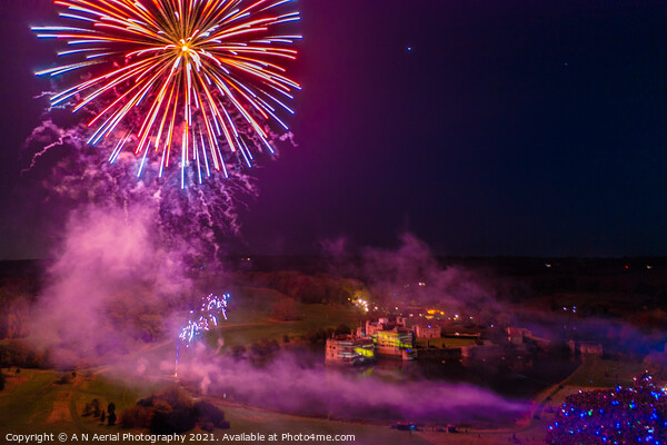 Leeds Castle fireworks 2021 Picture Board by A N Aerial Photography