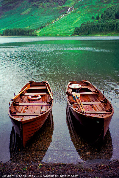 Buttermere, rowing boats Picture Board by Chris Rose