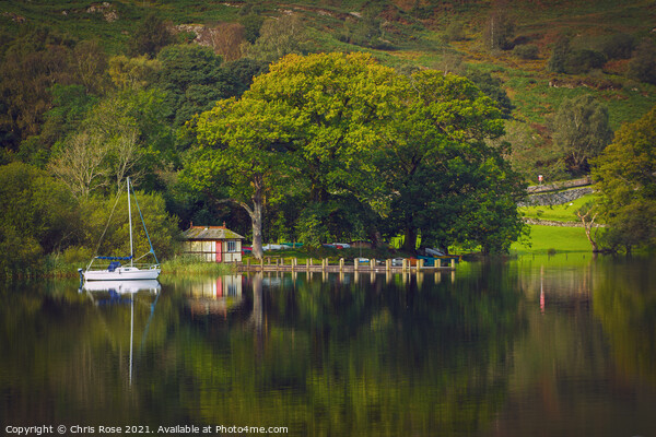 Coniston Water moorings Picture Board by Chris Rose
