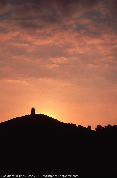 Glastonbury Tor sunset silhouette Picture Board by Chris Rose