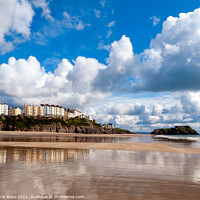 Buy canvas prints of Tenby South Beach reflections by Chris Rose