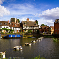 Buy canvas prints of Tewkesbury riverside cottages by Chris Rose