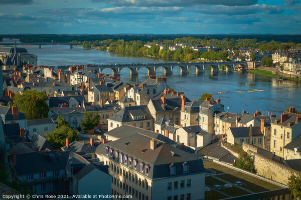 Saumur, rooftops view over the River Loire Picture Board by Chris Rose