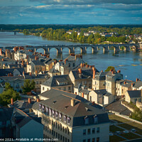 Buy canvas prints of Saumur, rooftops view over the River Loire by Chris Rose