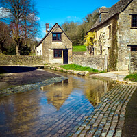 Buy canvas prints of Duntisbourne Leer, Cotswolds cottages by the ford by Chris Rose