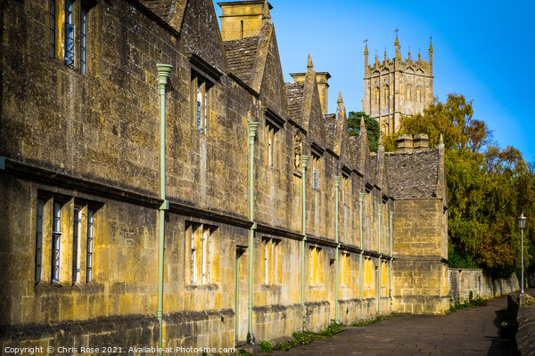 Chipping Campden, Almshouses and church Picture Board by Chris Rose