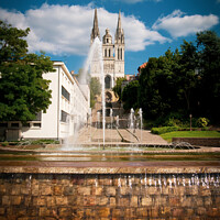 Buy canvas prints of Angers, Cathedral St Maurice and fountain by Chris Rose