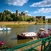 Buy canvas prints of Angers, river traffic and Chateau d'Angers by Chris Rose