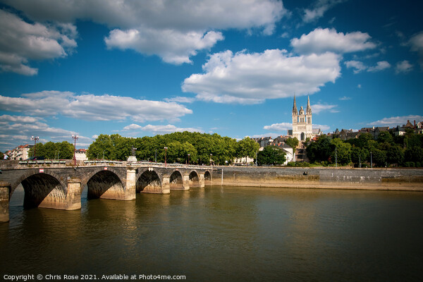 Angers, river and cathedral Picture Board by Chris Rose
