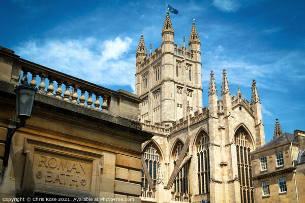 Bath Abbey and Roman Baths Picture Board by Chris Rose