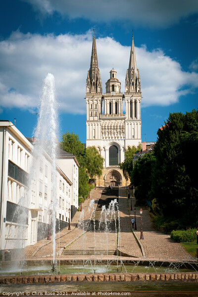 Angers, Cathedral St Maurice and fountain Picture Board by Chris Rose