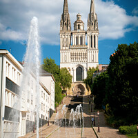Buy canvas prints of Angers, Cathedral St Maurice and fountain by Chris Rose