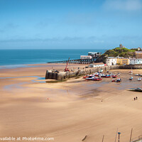 Buy canvas prints of Tenby harbour panorama. Low tide. by Chris Rose