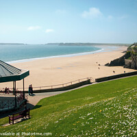Buy canvas prints of Tenby, beach view from Castle Hill by Chris Rose