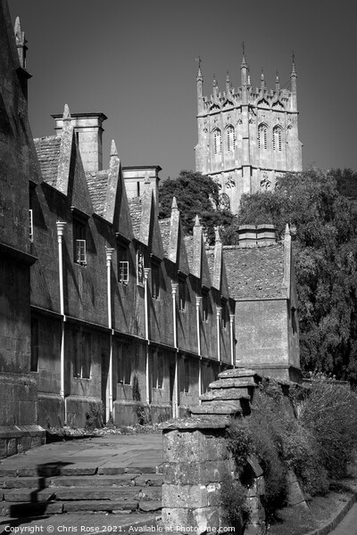 Chipping Campden, Almshouses and church  Picture Board by Chris Rose