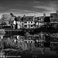 Buy canvas prints of Tewkesbury, idyllic riverside cottages by Chris Rose