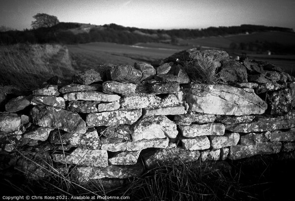 Cotswolds, late sun on a cotswold stone wall Picture Board by Chris Rose