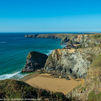 Buy canvas prints of Bedruthan Steps in summer sunsine by Chris Rose