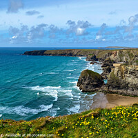Buy canvas prints of Bedruthan Steps cliffs, Cornwall by Chris Rose