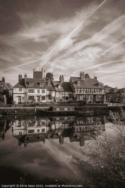 Tewkesbury cottages by the river Picture Board by Chris Rose