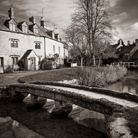 Buy canvas prints of Lower Slaughter, riverside cotswold cottages by Chris Rose