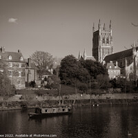 Buy canvas prints of Canal boat on the River Severn by Chris Rose