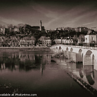 Buy canvas prints of Chinon town and chateau seen across the river by Chris Rose