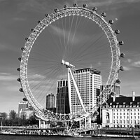 Buy canvas prints of London eye in monochrome by Patrick Davey