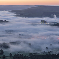 Buy canvas prints of Misty Sunrise over Iconic Cement Works by Steven Nokes