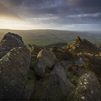 Buy canvas prints of Majestic Ramshaw Rocks at Sunrise by Steven Nokes