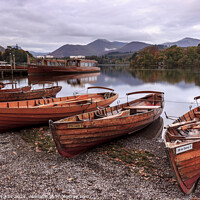 Buy canvas prints of Serene Boats on Derwent Water by Steven Nokes